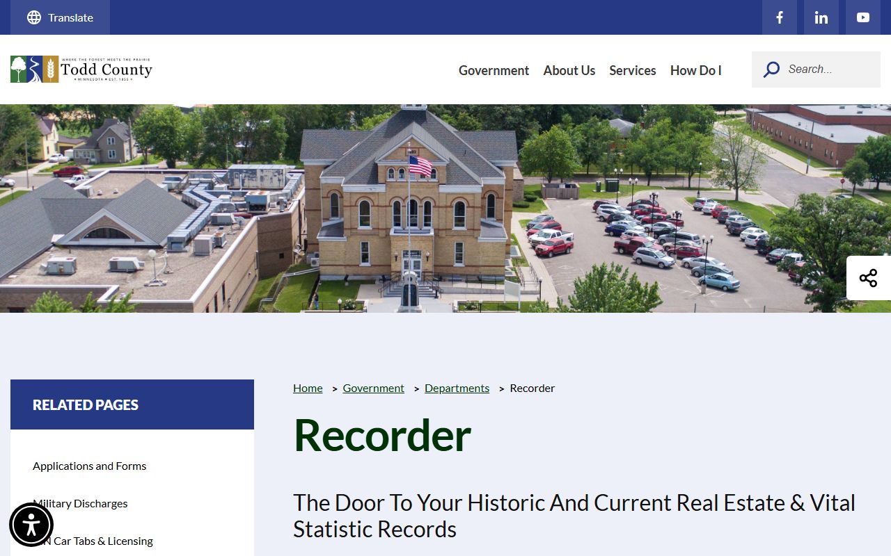 Todd County Recorder page