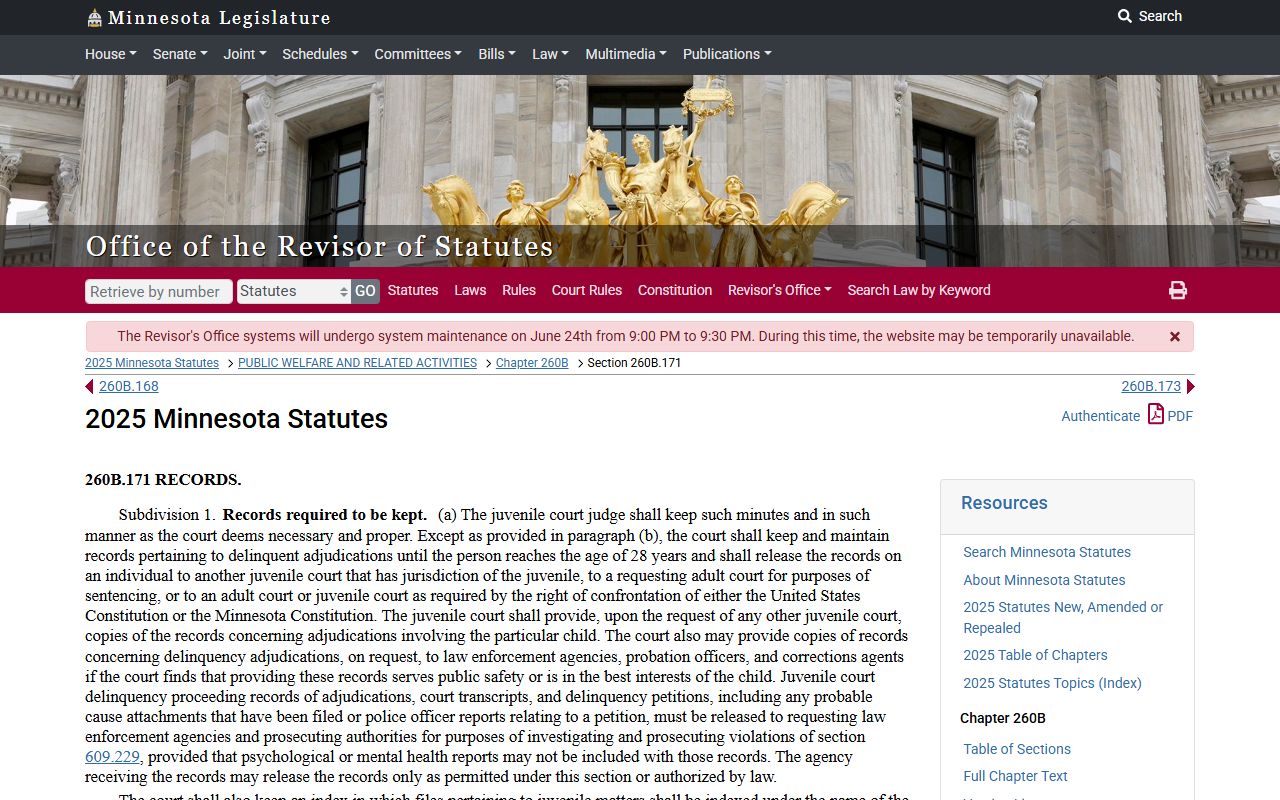 Minnesota juvenile records statute