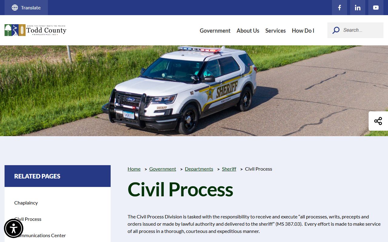 Todd County Sheriff civil process